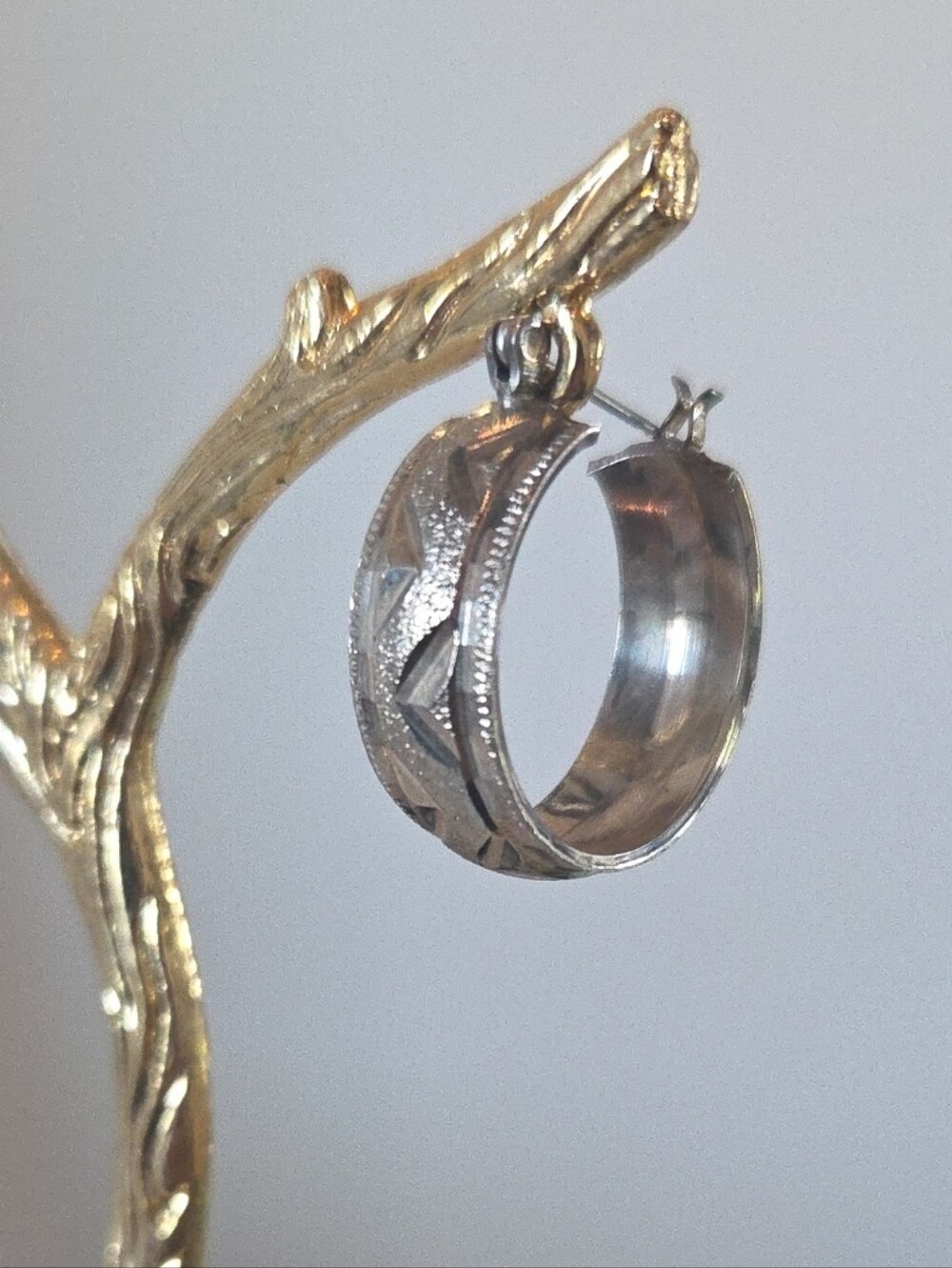 Classic Textured Silver Hoop Earring - Women's Jewelry